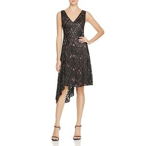 Aidan Mattox Asymmetrical Black Lace Dress Size 2 New With Tags